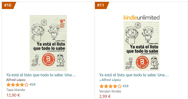 yelqtls's tweet photo. A pesar de que ya hace 11 años y medio que publiqué el libro "Ya está el listo que todo lo sabe", sigue estando en lo más alto del 🔝 #Amazon de los más vendidos de su categoría, tanto en papel como el eBook (puestos 10 y 11 respectivamente)
Compra en https://t.co/qaf0u7CPdF https://t.co/2yZF75rRKU