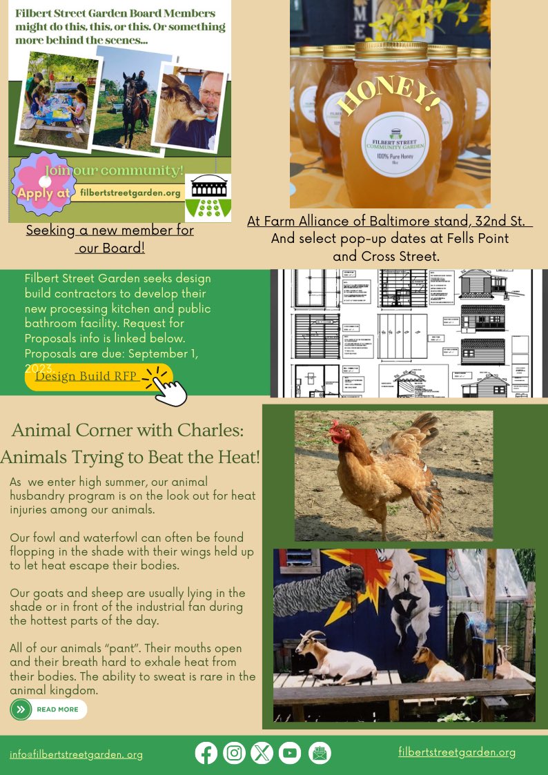 Please to join us today for a community gathering and planning for garden improvements! We’ll have refreshments and be providing ingredients and simple instructions for pickling! Always kid-friendly! 5:30pm-7:30pm More in the August newsletter!