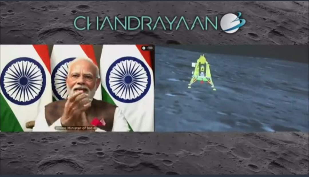 viswadeep12345's tweet photo. Breaking Barriers, Touching Moons 🚀🌕🇮🇳
A historic stride as India marks its footprint on the southern pole of the Moon. A giant leap for our nation, a monumental moment for humanity. #Chandrayaan3 🌏🌠
#ProudToBeIndian #MoonTouchdown #चंद्रयान_3 #isrochandrayaan3mission https://t.co/1yPZN8YrQ3