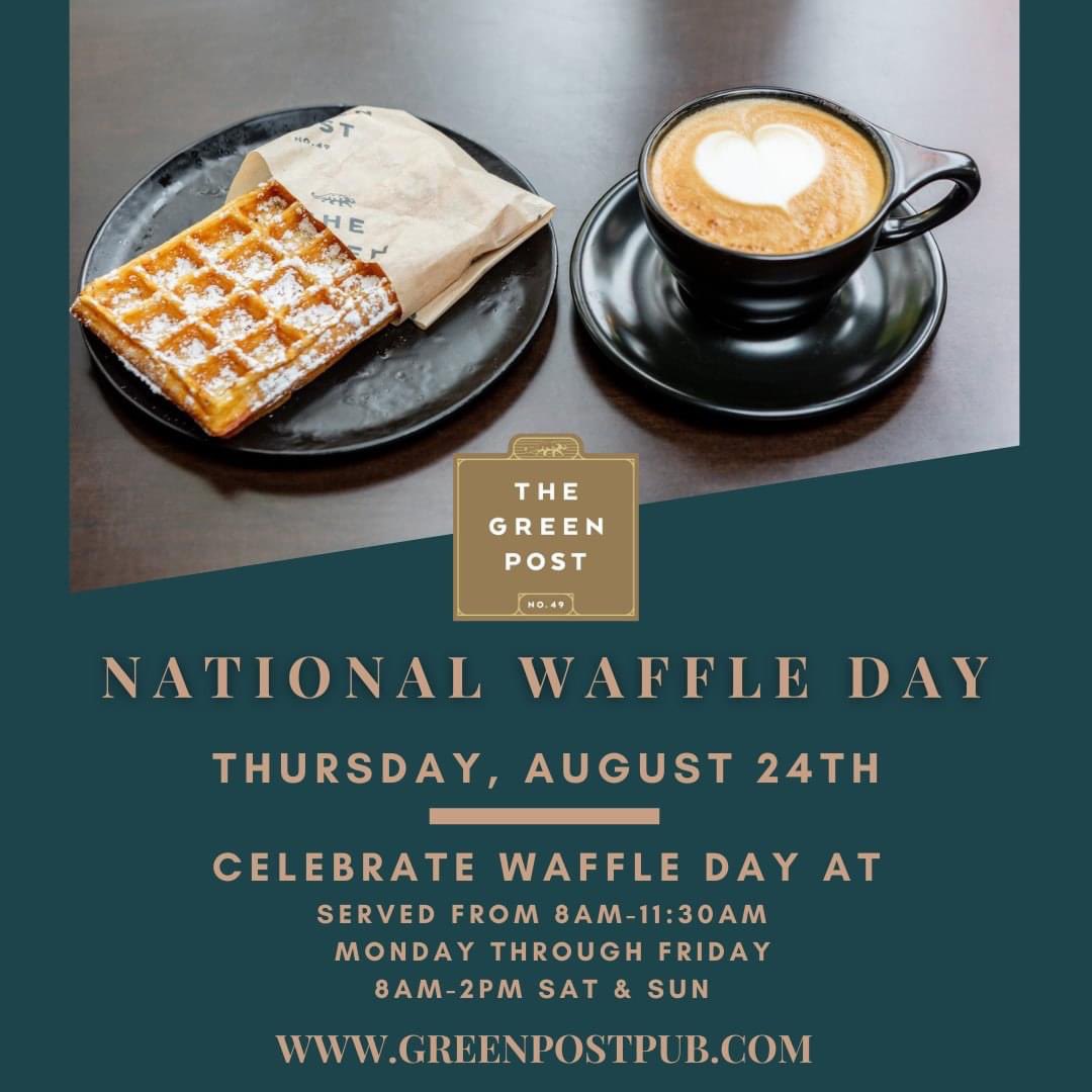 Did you know it's National Waffle Day tomorrow? Swing by for a Traveler or our Proper Waffle tomorrow, served from 8am-11:30am. #greenpostcafe #waffleday #NationalWaffleDay #lincolnsquare #chicagocafe #chicagocoffeeshops #breakfastideas #waffles