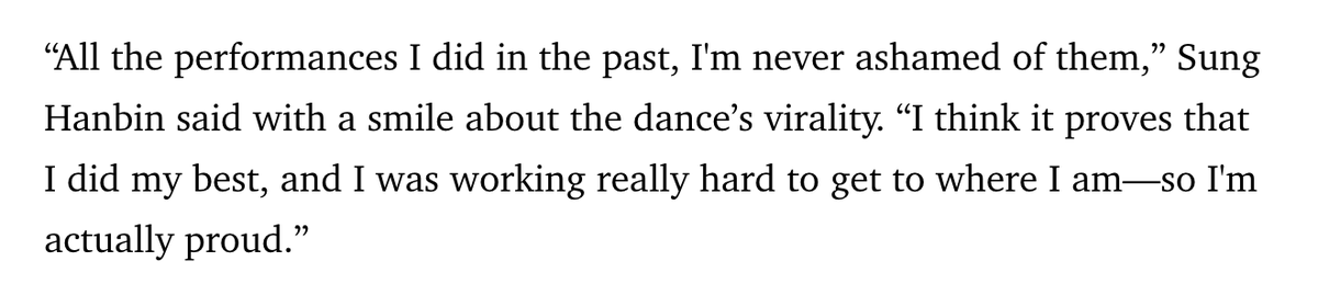 sunghaobin's tweet photo. hanbin was interviewed about his call me mother dance video going viral and he said “All the performances I did in the past, I'm never ashamed of them” 
I AM SO PROUD OF HIM 🥺🫶 https://t.co/YZ5IkDWd7J
