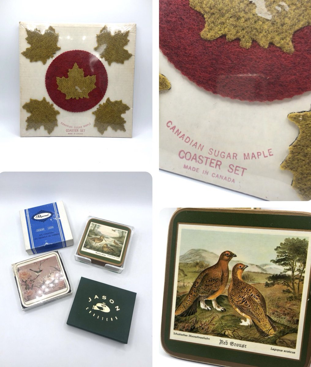 beezyandco's tweet photo. The perfect object to rest your drink upon … coasters 🍹 These beauties are available on @Etsy @beezyandco link in bio #vintage #etsy #coasters #barware #drinkware #can #canadian #canadianmaple #maple #birds #songbirds #apple #tablesaver #giftideas #uniquegifts #wednesdaythought https://t.co/XNjFBEcSHY