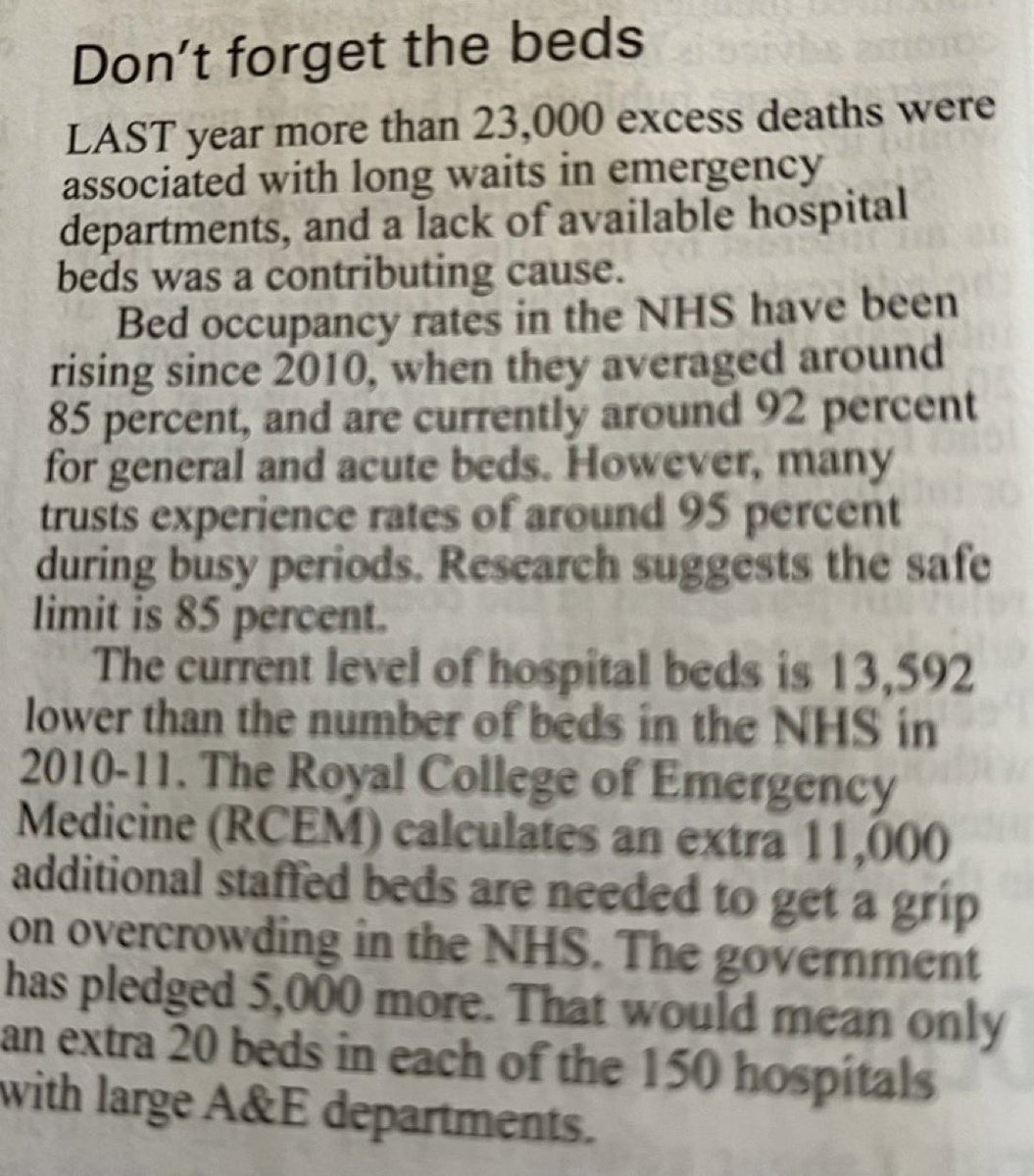 There are now 13,592 FEWER beds available across the NHS than there were when the Conservatives came to power. A lack of available beds contributed to more than 23,000 excess deaths last year. Please RT if you think everyone should know.