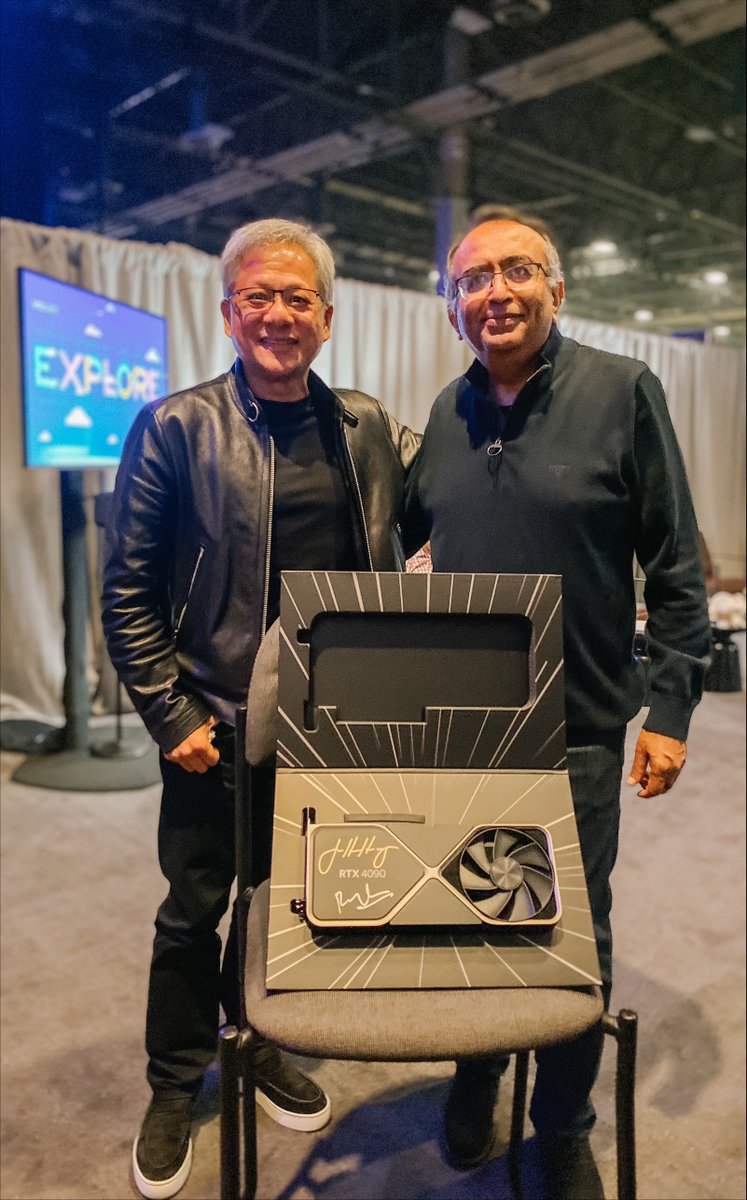 Great having my friend Jensen onstage with me yesterday to talk about what we’re delivering for our joint customers… thanks for taking the time Jensen! @nvidia