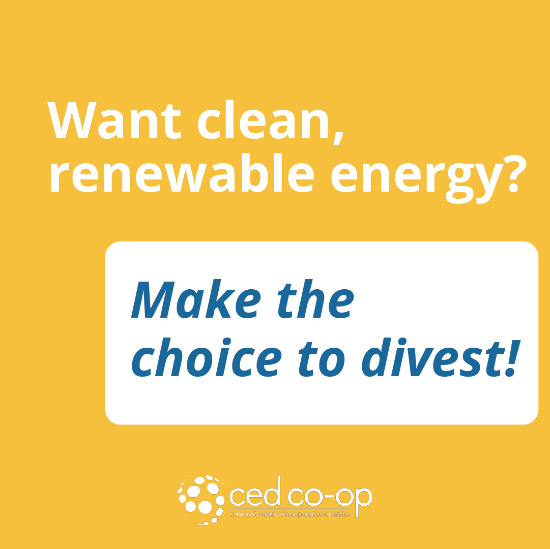 Let us join together &amp; make the conscious choice to divest from fossil fuels &amp; embrace renewable sources for a cleaner, greener world!
Learn more: cedco-op.com/invest-with-us/

#divest #invest #community #fossilfuels #communityprojects #sustainability #solar #solarpanels #kitchener