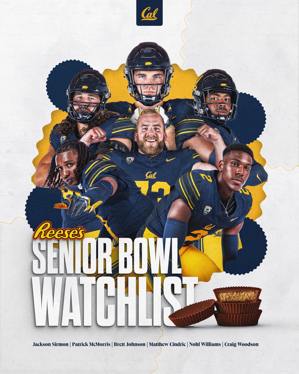 CalFootball's tweet photo. 6️⃣ Bears on the Reese’s Senior Bowl Watchlist 

#GoBears https://t.co/cRS5cHWXLi