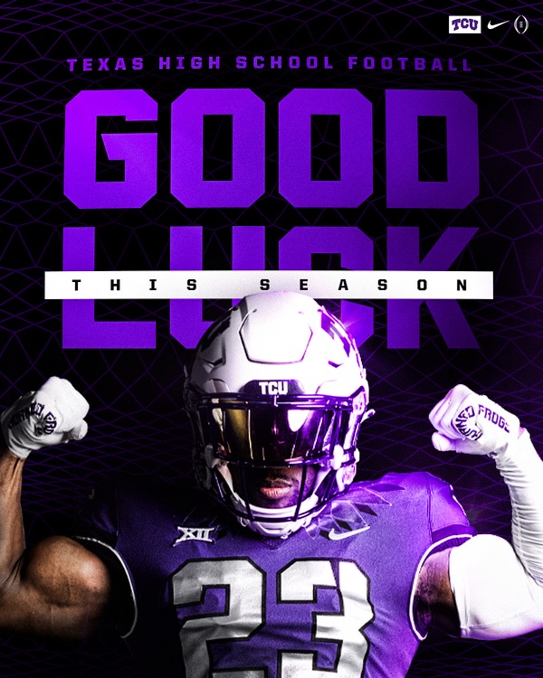 Excited for the start of the TXHSFB Season! Good luck to the all the players and coaches in the State! #GoFrogs #AllSteakNoSizzle