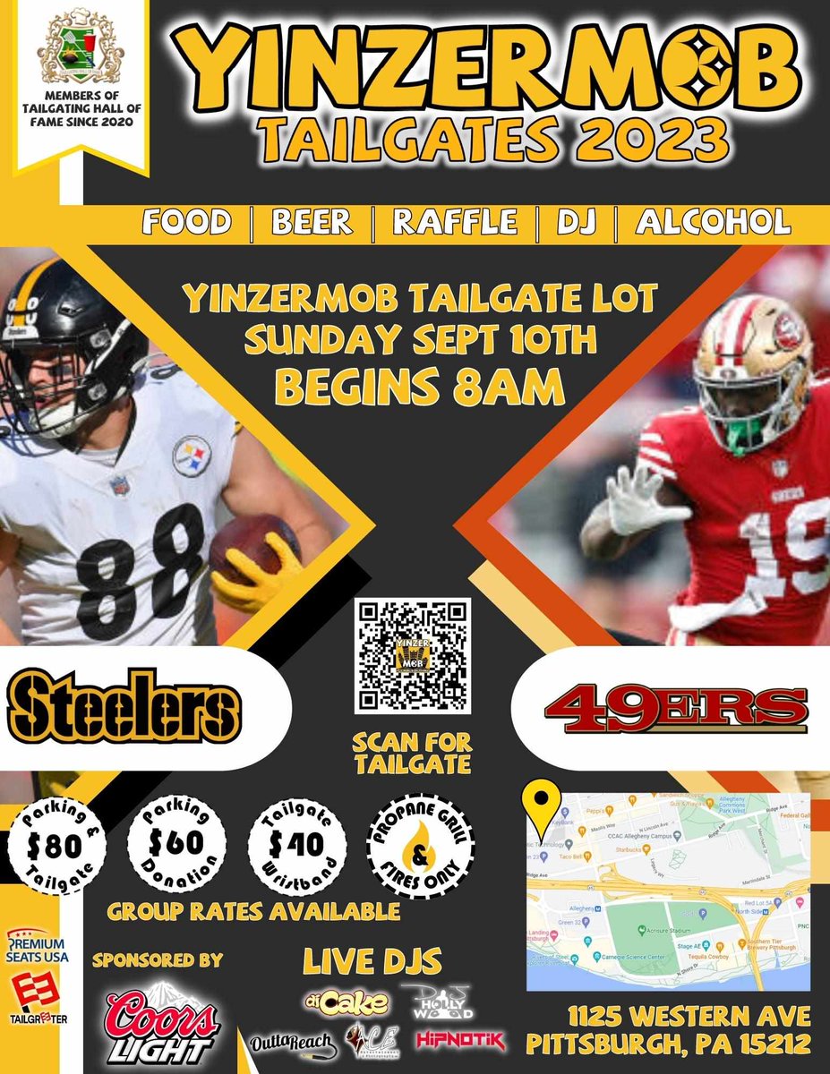 YinzerMob's tweet photo. YinzerMob Home Opener Tailgate: STEELERS VS. 49ERS!  See You There!!📷📷📷📷📷

Link for Tailgate Ticket(s): https://t.co/KOXq57QWzi https://t.co/cNd7XO9XbU
