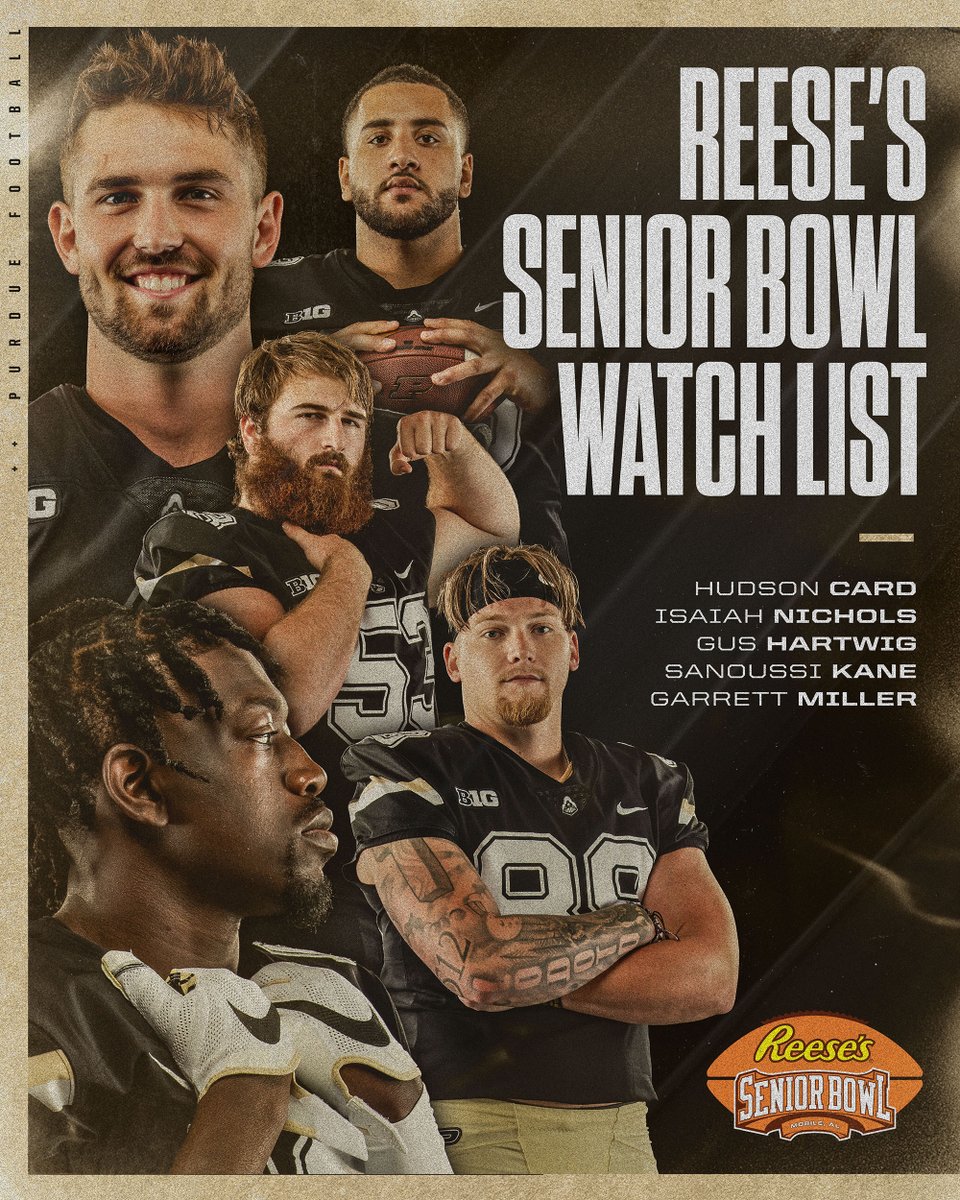 5️⃣ Boilermakers on the 2023 @seniorbowl watch list! #BoilerUp🚂