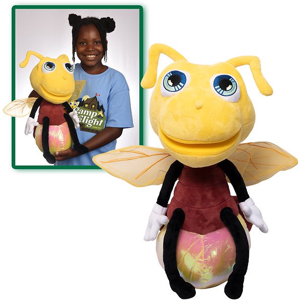 Cokesbury's tweet photo. Meet Lumen, "Lu," the plush lightning bug puppet of Camp Firelight! 
Pre-Order Lu today https://t.co/wdfcJegFVW https://t.co/Yg2WVSxLcE