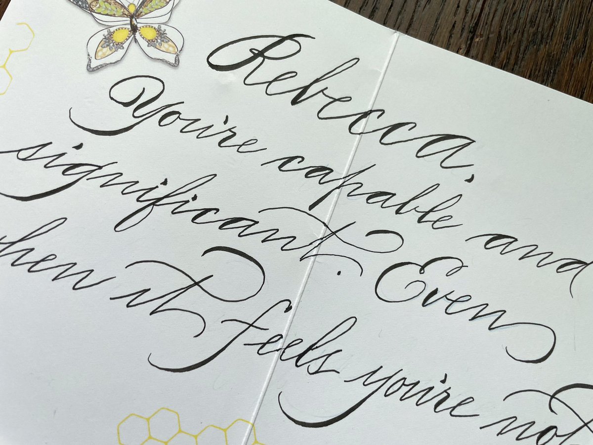 nibsandscripts's tweet image. One of the whys I took up calligraphy: turning something ordinary into the extraordinary.

Handwritten notes always add a personal touch, but having it done with calligraphy elevates that experience. 

#snailmail #torontocalligrapher #torontocalligraphy #handwrittencalligraphy