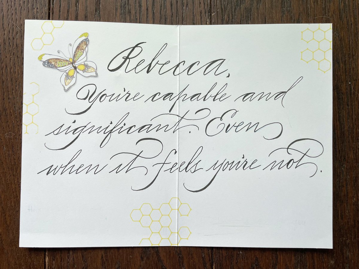 nibsandscripts's tweet image. One of the whys I took up calligraphy: turning something ordinary into the extraordinary.

Handwritten notes always add a personal touch, but having it done with calligraphy elevates that experience. 

#snailmail #torontocalligrapher #torontocalligraphy #handwrittencalligraphy