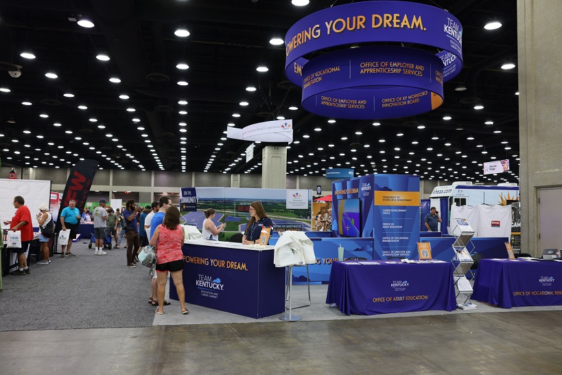 KyEdandLabor's tweet image. Visit the Education and Labor Cabinet booth at the Kentucky State Fair to meet our staff and learn about training, employment and educational opportunities. 
We’re here through Sunday in South Wing B!
#TeamKentucky #workforcedevelopment #adulted