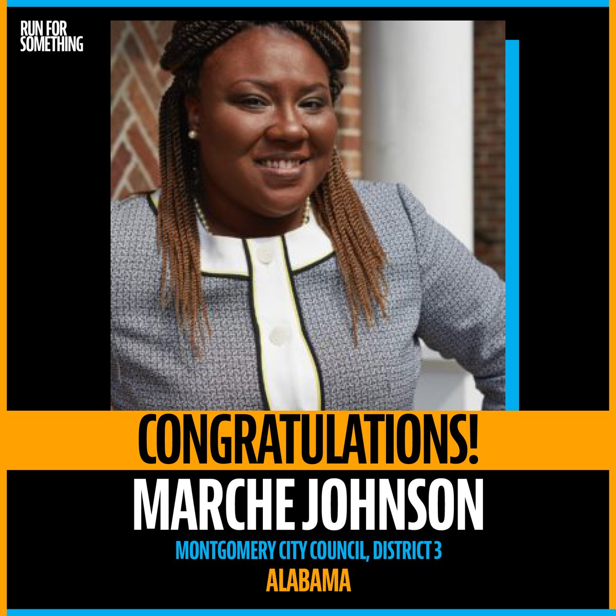 𝗪𝗜𝗡: Congratulations <a href="/MarcheJohnsonD3/">Councilwoman Marche’ Johnson</a> on your Montgomery City Council win!