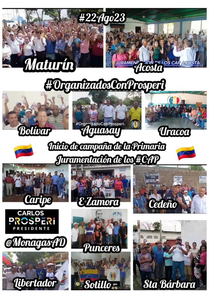sandraalfaro's tweet photo. #23Ago23 #SandraAlfaro Una gran cantidad de compañeros de las estructuras Mpals de @ADemocratica #Monagas se movilizaron el día de ayer para ser juramentandos como esa gran maquinaria de carne y hueso que trabajará para la victoria de @prospericarlos
#OrganizadosConProsperi https://t.co/HPHthcFxKq