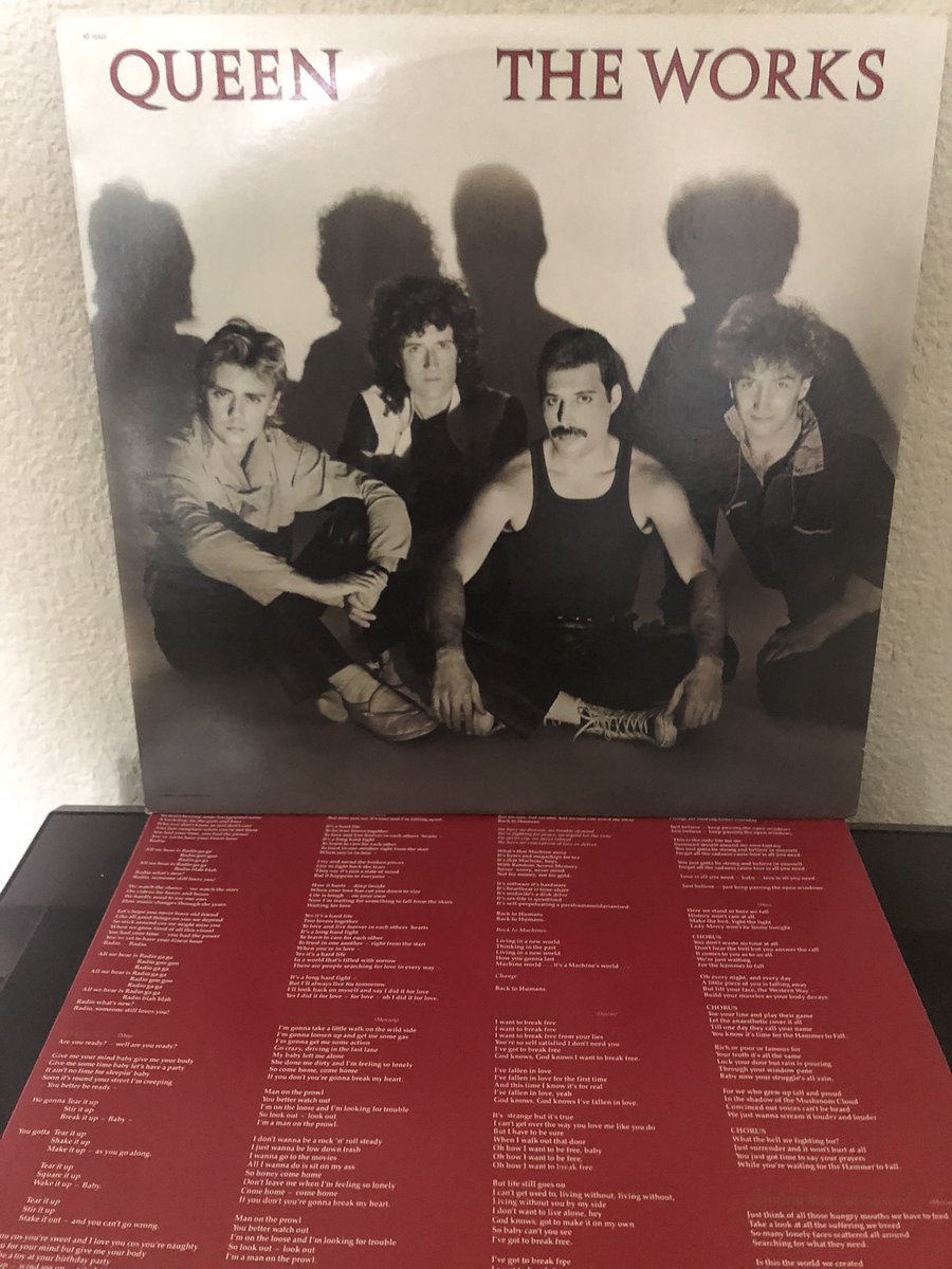 TNOsFan's tweet photo. #VinylMusings @QueenWillRock “The Works” Recorded 1983-84; released 1984. Band’s 11th studio album. A return to a more harder rock sound (with more synthesizers) than the previous “Hot Space” album. Faves include “Is This The World We Created?” and “Machines or ‘Back to Humans’” https://t.co/oDMAH12IWB