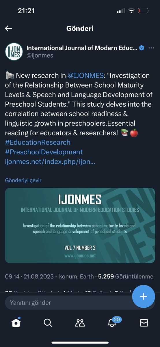 Grateful to <a href="/IJONMES/">IJONMES</a> for publishing our research. Delving into the nuances of school readiness &amp; linguistic development in preschoolers was an enlightening journey. We hope our findings contribute to the academic community and enhance early education practices. 🌱📖