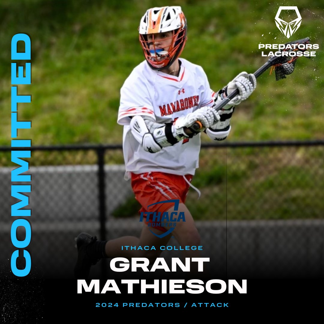 Congrats to 2024 Preds attackman Grant Mathieson (Mamaroneck) on his commitment to Ithaca College!

#predslax #predatorslacrosse #collegelacrosse #collegelax @grantmathiesonn <a href="/ithacamlax/">Ithaca College Men's Lacrosse</a> #GoBombers #Stacking24s