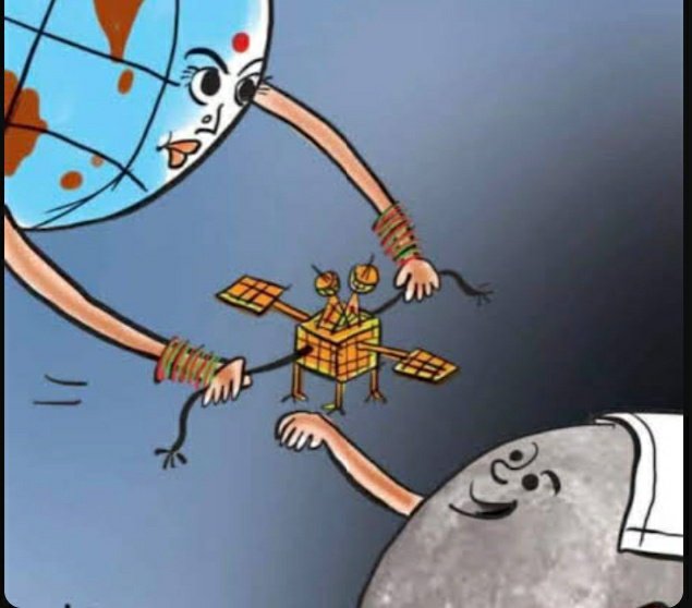 DeepikaBhardwaj's tweet photo. One of the most meaningful creative I saw for #Chandrayaan3 success 

Dharti maa trying rakhi to Chanda mama

#RakshaBandhan has arrived earlier ❣️ https://t.co/nUpM7G5oE8