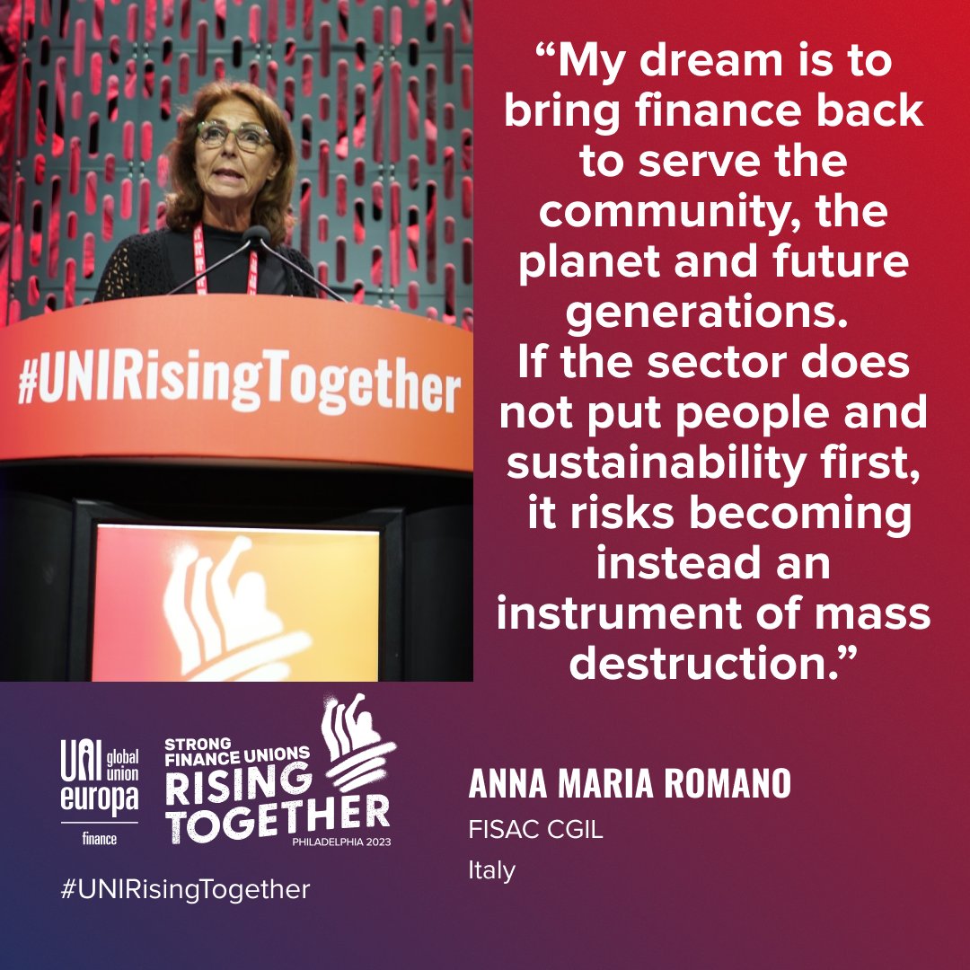 UNI_Europa's tweet photo. Strong words of warning from Anna Maria Romano from Italian finance union @fisac_cgil https://t.co/9TMzw8fFYG
