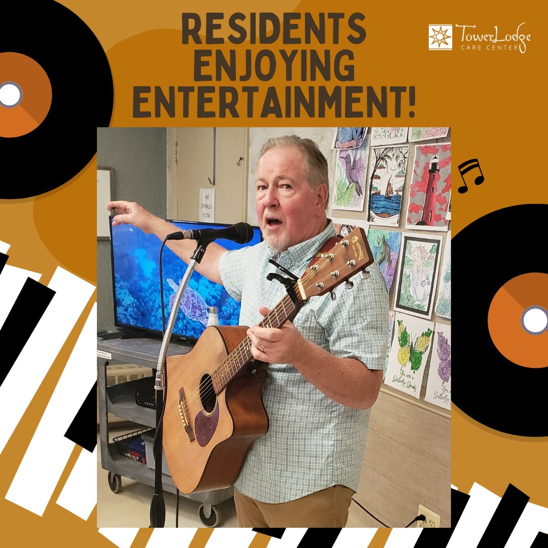 At Tower Lodge, we’re groovin' to Good Times with Ken Johnson and his adorable four-legged sidekick! Music and furry friends make for the perfect day at our community.

#JoyfulMoments #MusicTherapy #FurryFriendsRock