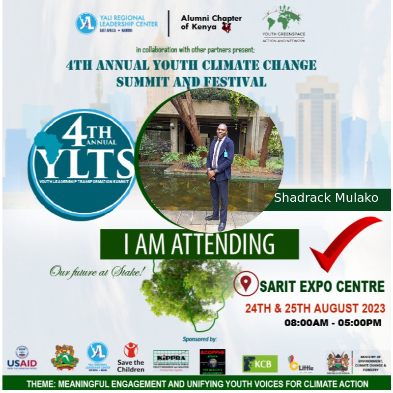 David_Shadrack_'s tweet photo. I will be attending 4th Annual youth climate change summit organized by @YALIRLCEA . @YALIAlumniKe https://t.co/5UzMT30Kub