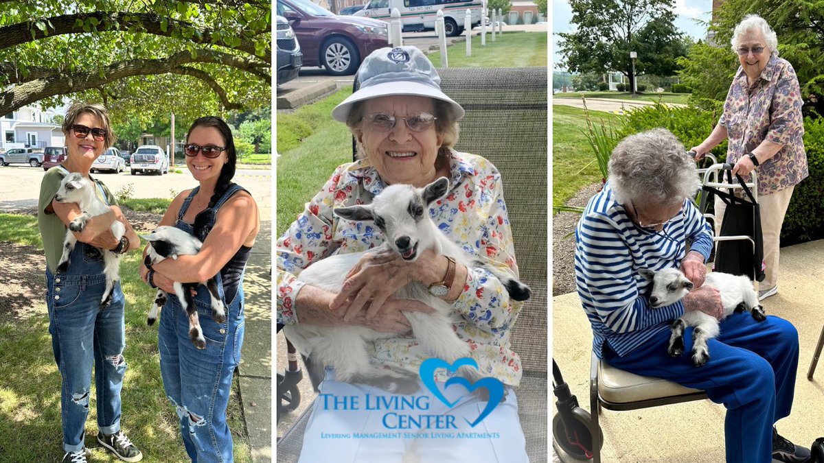 LivingCenter740's tweet photo. All of our #residents love #animals! Especially Heather Flack's baby #goats. Thank you so much for bringing them in to #visit us, Heather. It made for such a fun time. 🥰 https://t.co/30abb9WdQX