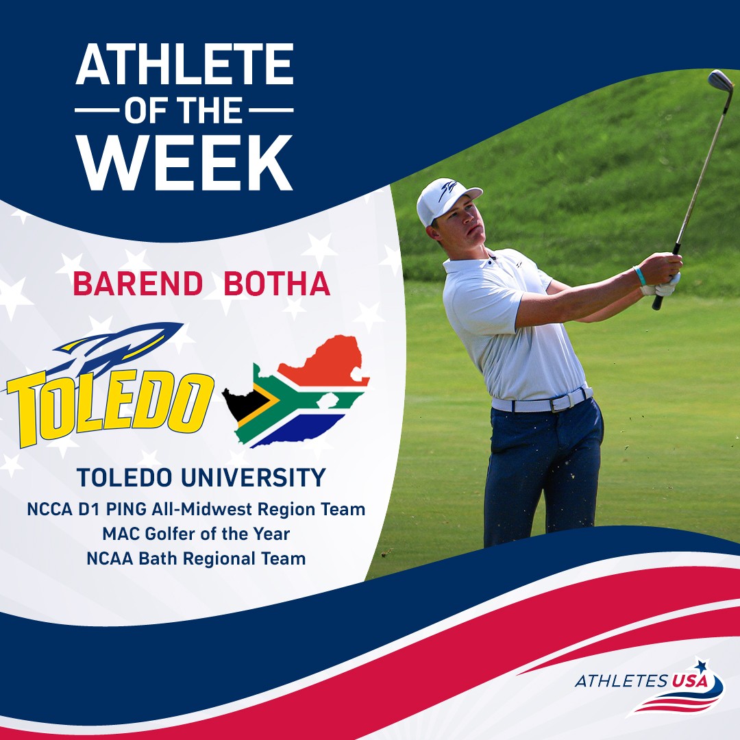 Athlete of the Week - Barend Botha ⛳️🔥🏅

• NCCA D1 PING All-Midwest Region Team 🏆
• MAC Golfer of the Year 🔝
• NCAA Bath Regional Team 🔥
.
#respect #proud #teamausa #athleteoftheweek #aotw #athlete... instagram.com/p/CwTGJwGtbE_/
