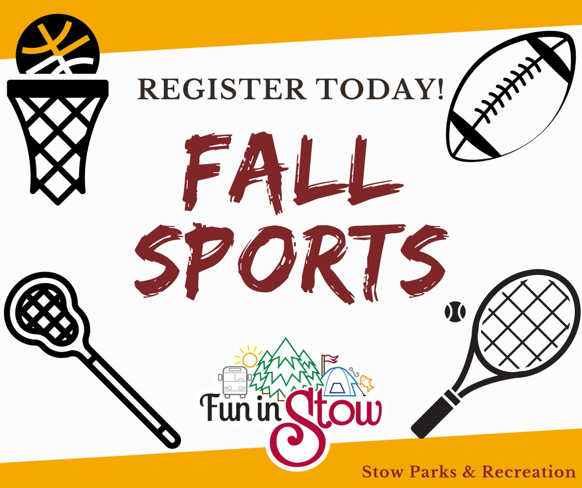 FuninStow's tweet photo. We have some wonderful sport programs open for registration...
* Flag Football (Grades 3-6)
* Boys &amp; Girls Elementary Basketball (Grades 2-6)
* Boys and Girls Lacrosse Clinics (Grades 3-6)

For more information and to register, visit:  https://t.co/qf6jZDg0Tw
#celebratestow https://t.co/ttQpPgqMkQ