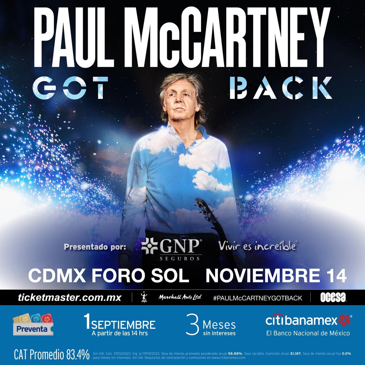 RuidoTV's tweet photo. #PaulMcCartney llega al Foro Sol. 

Guarden la fecha, el 14 de noviembre será inigualable acompañados de una leyenda. #PaulMcCartneyGotBack

#PreventaCitibanamex: 1ro de septiembre.
Venta general a partir del 2 de septiembre. https://t.co/oIB8Nzn4y0