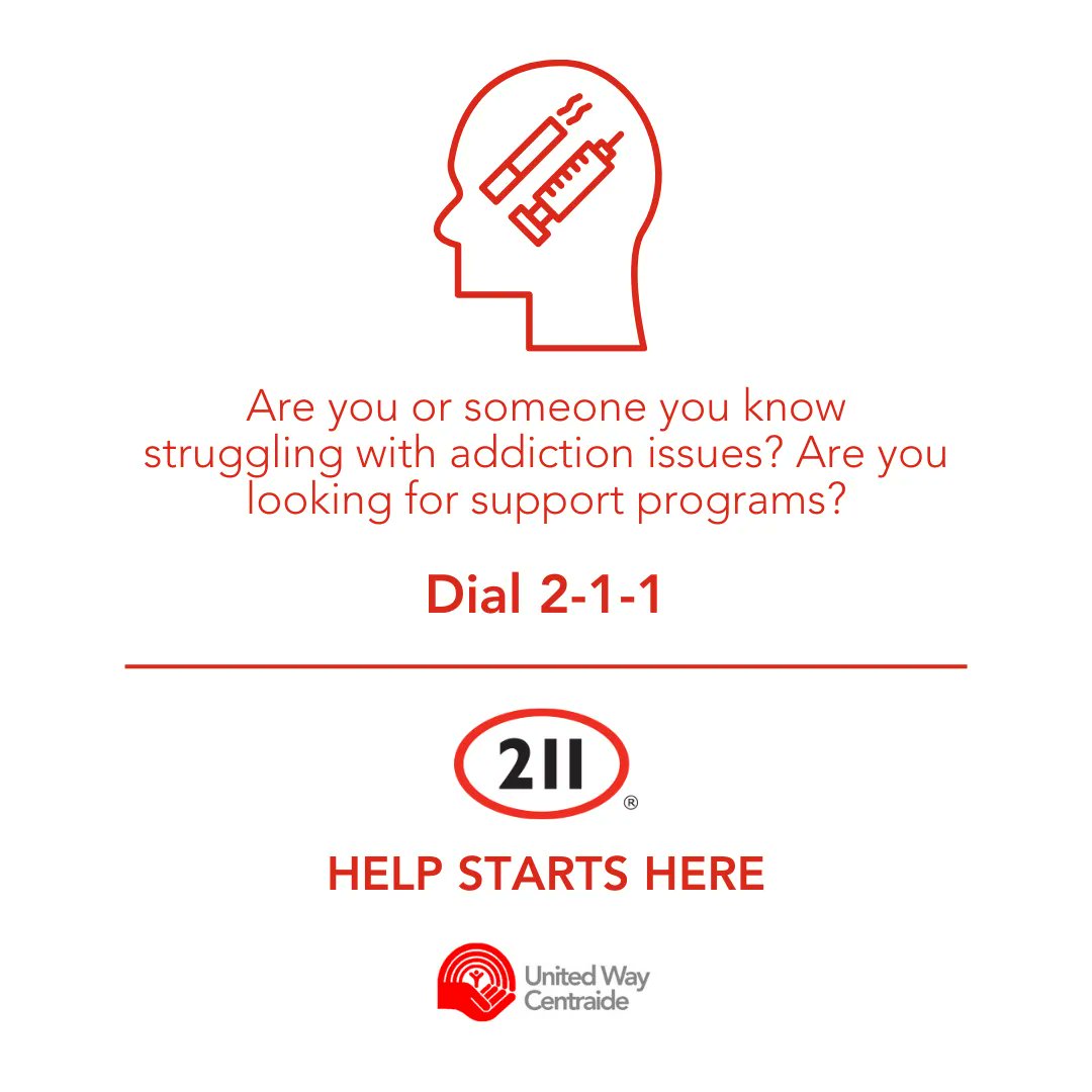 If you or someone you know is struggling with addiction issues or mental health concerns, and you need supports, please reach out to 211. Our Navigators are trained professionals who are there 24/7 to connect you with resources that can assist you. #helpstartshere at 211
-