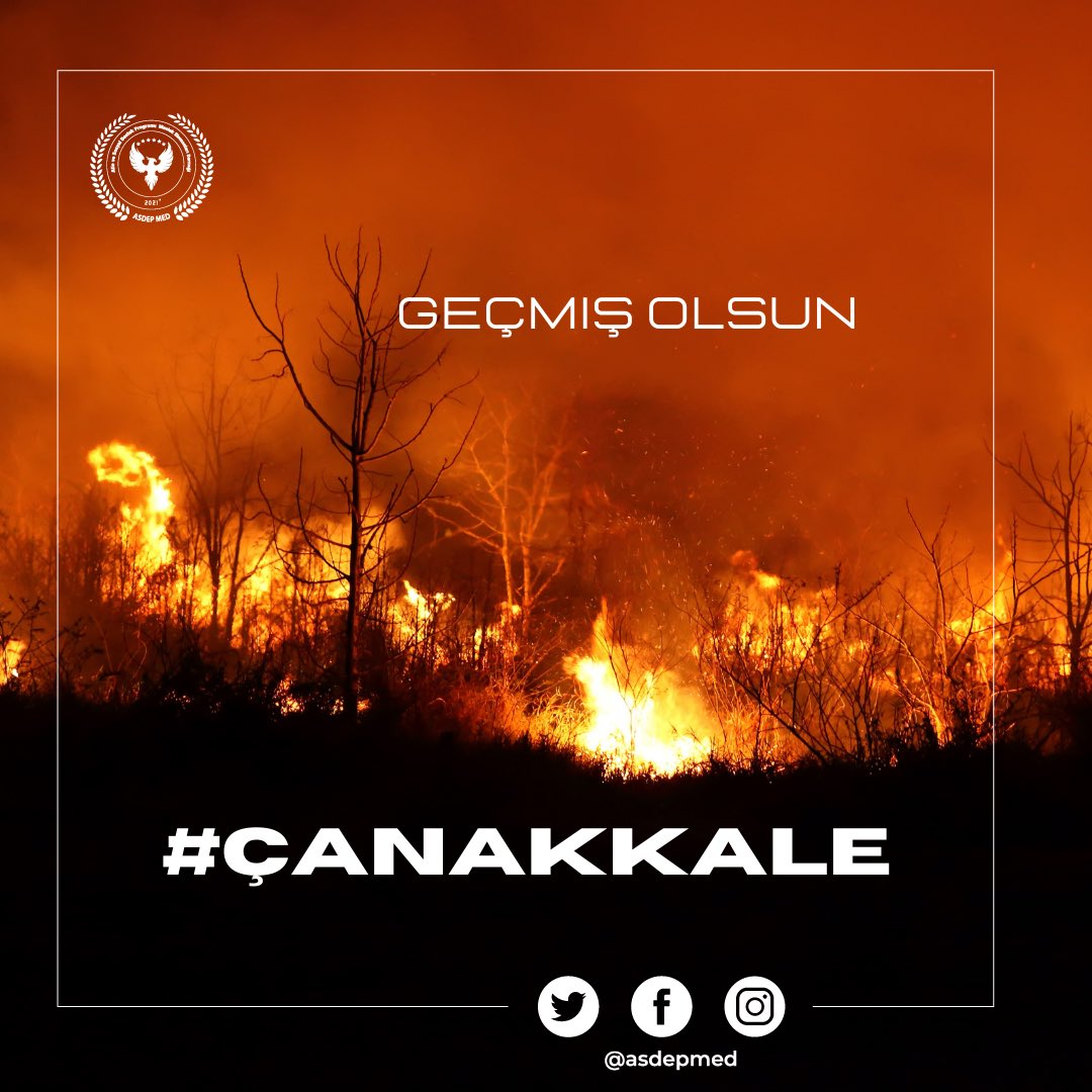 Çanakkale'de meydana gelen orman yangını sonucu yaralananlara acil şifalar diliyor, yangından etkilenen tüm vatandaşlarımıza geçmiş olsun dileklerimizi iletiyoruz. Çıkan yangının bir an önce kontrol altına alınmasını diliyoruz. 🙏🙏🙏 #çanakkale #Canakkaleyaniyor #asdep