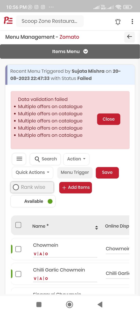 I am Partner with Zomato of Scoop Zone Restaurant, I can not Menu Trigger of Zomato which id is 19609406 and I want to stop Ads campaign. मैंने अपने Zomato Account Manager के माध्यम से भी Complain  किया है, लेकिन 10 days से Zomato Team ने कोई Action नहीं लिया <a href="/zomato/">zomato</a> <a href="/zomatocare/">Zomato Care</a>