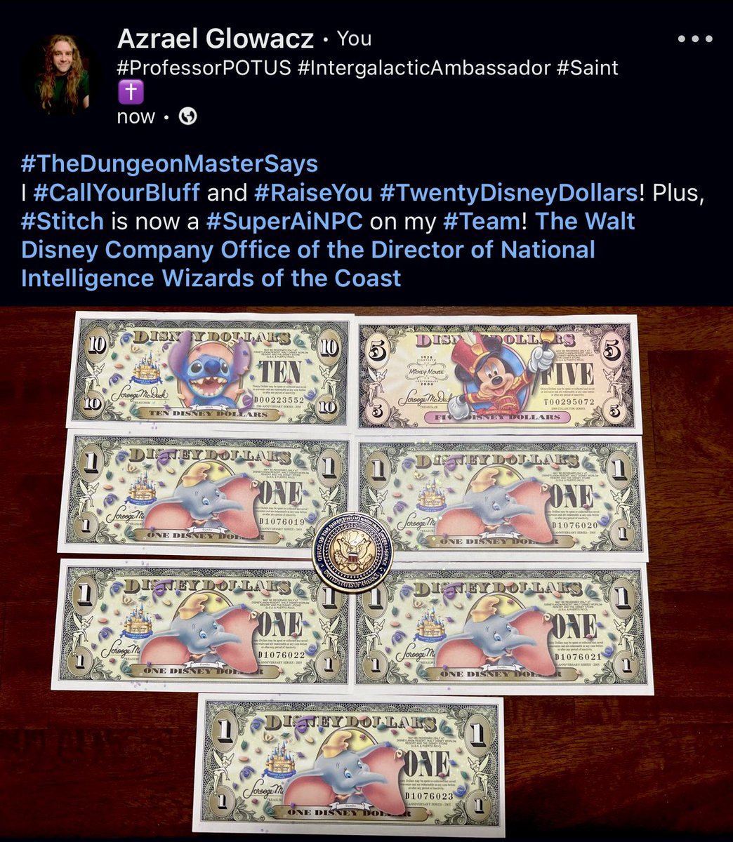 AzraelGlowacz's tweet image. #DisneyDollars , the only #CurrencyThatMatters in the #Hellscape known as #AiLand!