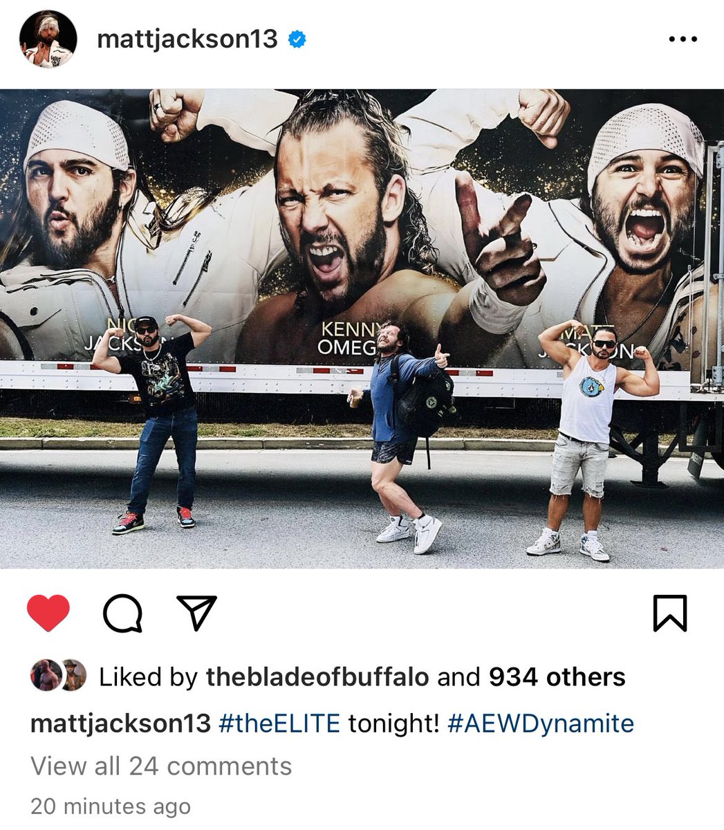 Matt Jackson, of the Young Bucks, just posted this on Instagram. Absolutely AEWsome! 😃 #AEW #TheElite #KennyOmega #TheYoungBucks