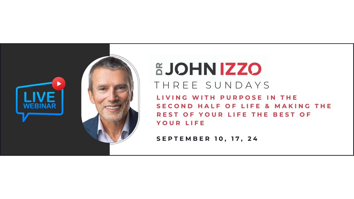 I invite you to join me for Three Sundays. Living with purpose in 2nd half of life &amp; making the rest of your life the best. Three Sundays: September 10, 17 and 24 at 10am PT. Save $10 until Sept 1 w code: early
tickettailor.com/events/drjohni…