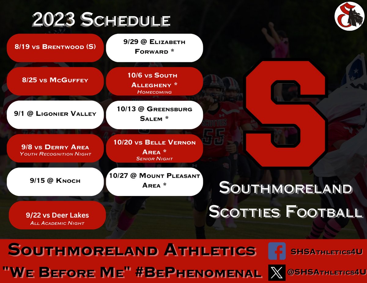 Scottie Football opens this Friday at home! Check out their complete schedule! We Before Me! #BePhenomenal