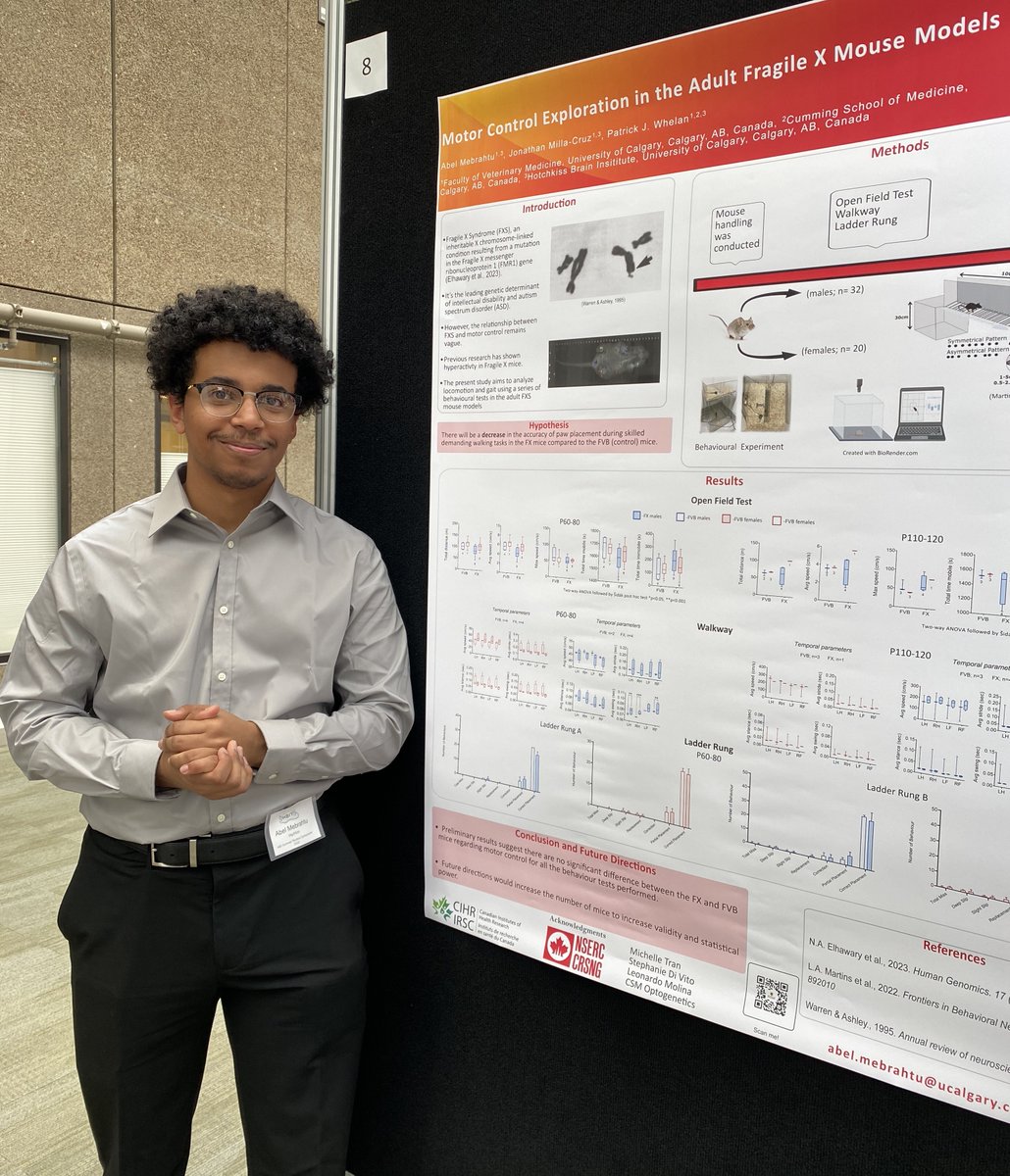 Whelan Lab (@whelanlabyyc) on Twitter photo Come and see our summer student, Abel, present his summer research project on Motor Control Exploration in the Adult Fragile X Mouse Models now until 2pm at the HBI Summer Student Research Symposium! Funding by <a href="/NSERC_CRSNG/">NSERC / CRSNG</a>. <a href="/HotchkissBrain/">Hotchkiss Brain Institute (HBI)</a> Come and see our summer student, Abel, present his summer research project on Motor Control Exploration in the Adult Fragile X Mouse Models now until 2pm at the HBI Summer Student Research Symposium! Funding by <a href="/NSERC_CRSNG/">NSERC / CRSNG</a>. <a href="/HotchkissBrain/">Hotchkiss Brain Institute (HBI)</a>