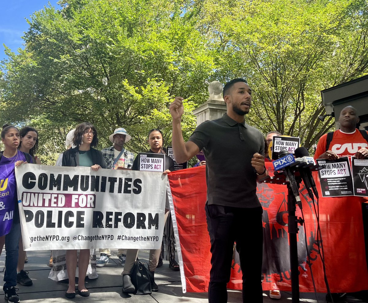 changethenypd's tweet photo. @NYCCouncil38 @CnDelarosa @JumaaneWilliams @nycpa ‘There is a ‘sky is falling’ attitude whenever New Yorkers try to pass a bill related to NYPD accountability even though crime fell after NYC passed two such bills - #CommunitySafetyAct & #RightToKnowAct. The #HowManyStopsAct will only help make NYC safer,’ @ReynosoBrooklyn. https://t.co/mQdwD78xZW