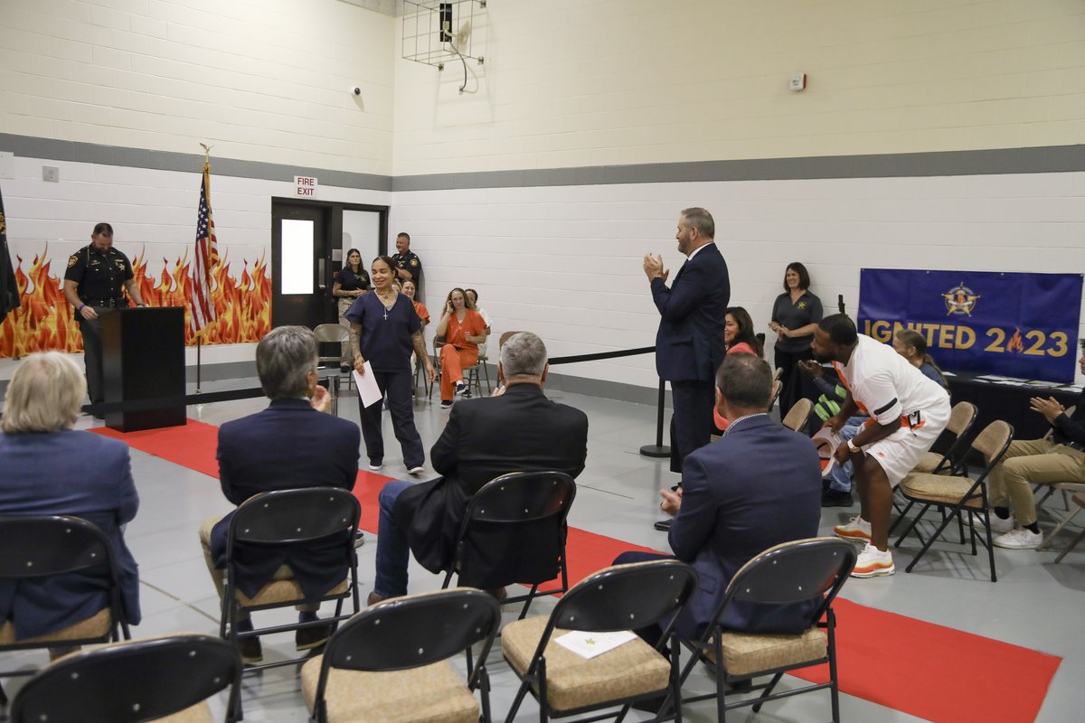 OhioAG's tweet photo. Today in Sandusky County, AG Yost delivered remarks at the IGNITE graduation ceremony. The IGNITE program is a vital step towards inmate rehabilitation and recidivism reduction. Congratulations to all the graduates on this remarkable achievement! https://t.co/yrx3kSSgfg
