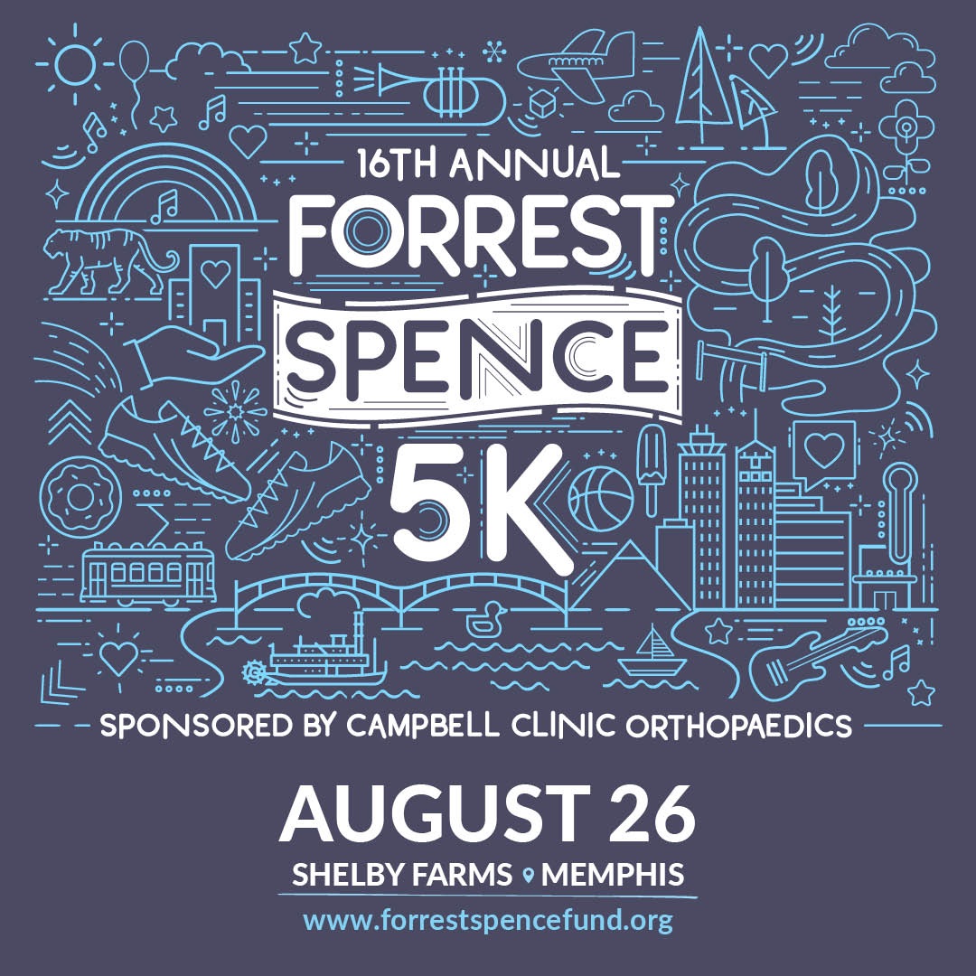 The @ForrestSpenceTN ‘s 16th annual 5K is at Shelby Farms on Aug. 26th! They assist with the non-medical needs of critically or chronically ill children and their families. Register TODAY to race in the 5K to support families in need! #ad #901Fund forrestspence5k.raceroster.com