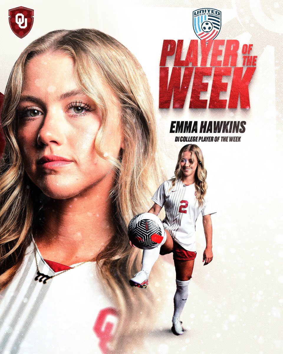 𝙉𝘼𝙏𝙄𝙊𝙉𝘼𝙇 𝙋𝙇𝘼𝙔𝙀𝙍 𝙊𝙁 𝙏𝙃𝙀 𝙒𝙀𝙀𝙆 🗣️ 

Emma Hawkins named <a href="/UnitedCoaches/">United Soccer Coaches</a> College Player of the Week!

» bit.ly/3P9h9af | #BoomerSooner☝️⚽