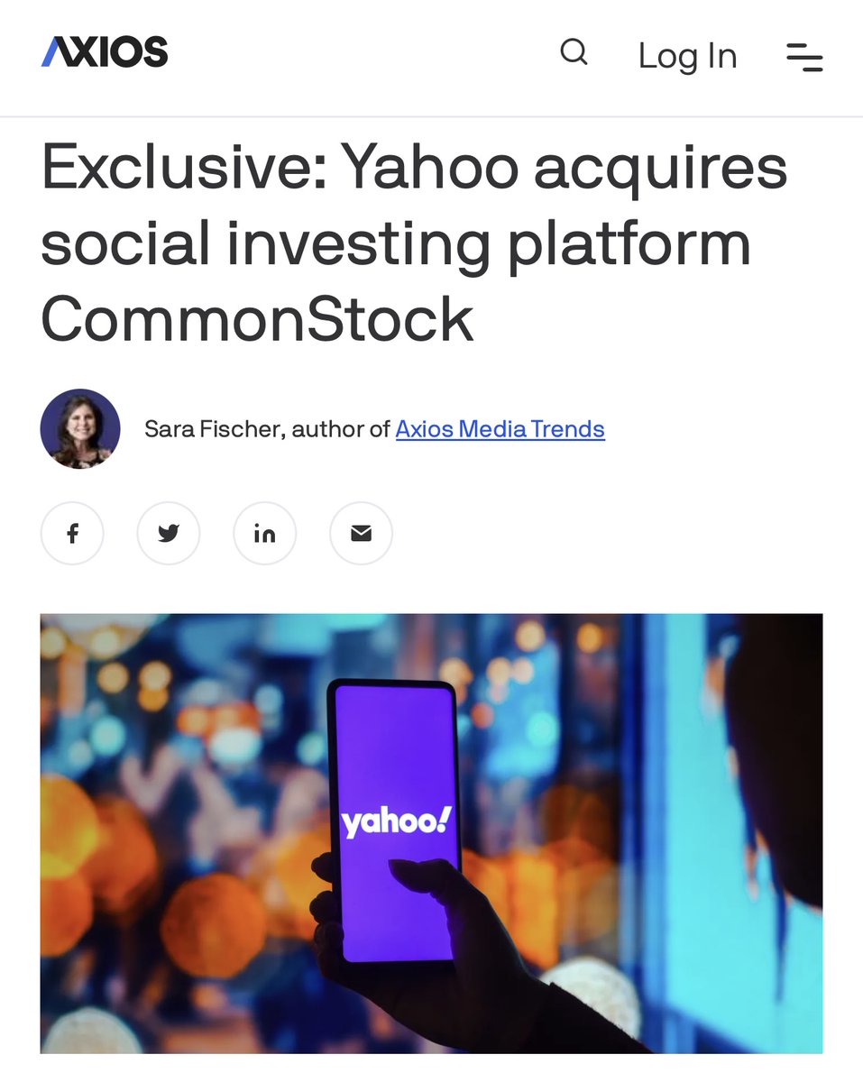 Yahoo Finance acquires social investing platform Commonstock