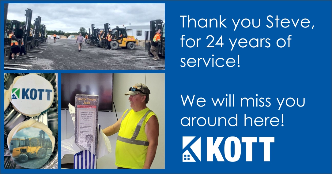 After 24 years at KOTT, Steve Forsyth of our Uxbridge Yard team has parked his forklift for the last time and is ready to enjoy retirement! We wish you all the best, Steve, and thank you for all of your contributions over the years. #kottproud #nextchapterawaits