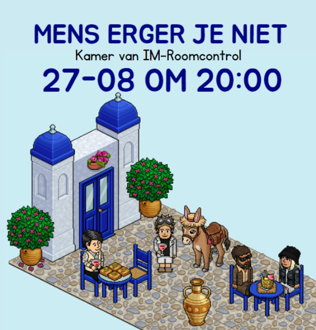 ImperialHabbo's tweet photo. Hou jij er van om anderen te dwarsbomen? Dan hebben wij aankomende zondag om 20:00 in de kamer van IM-Roomcontrol het event voor jou! Namelijk mens erger je niet. Wie weet ga jij er wel vandoor met de winst? - AR https://t.co/kYPa4nw3er