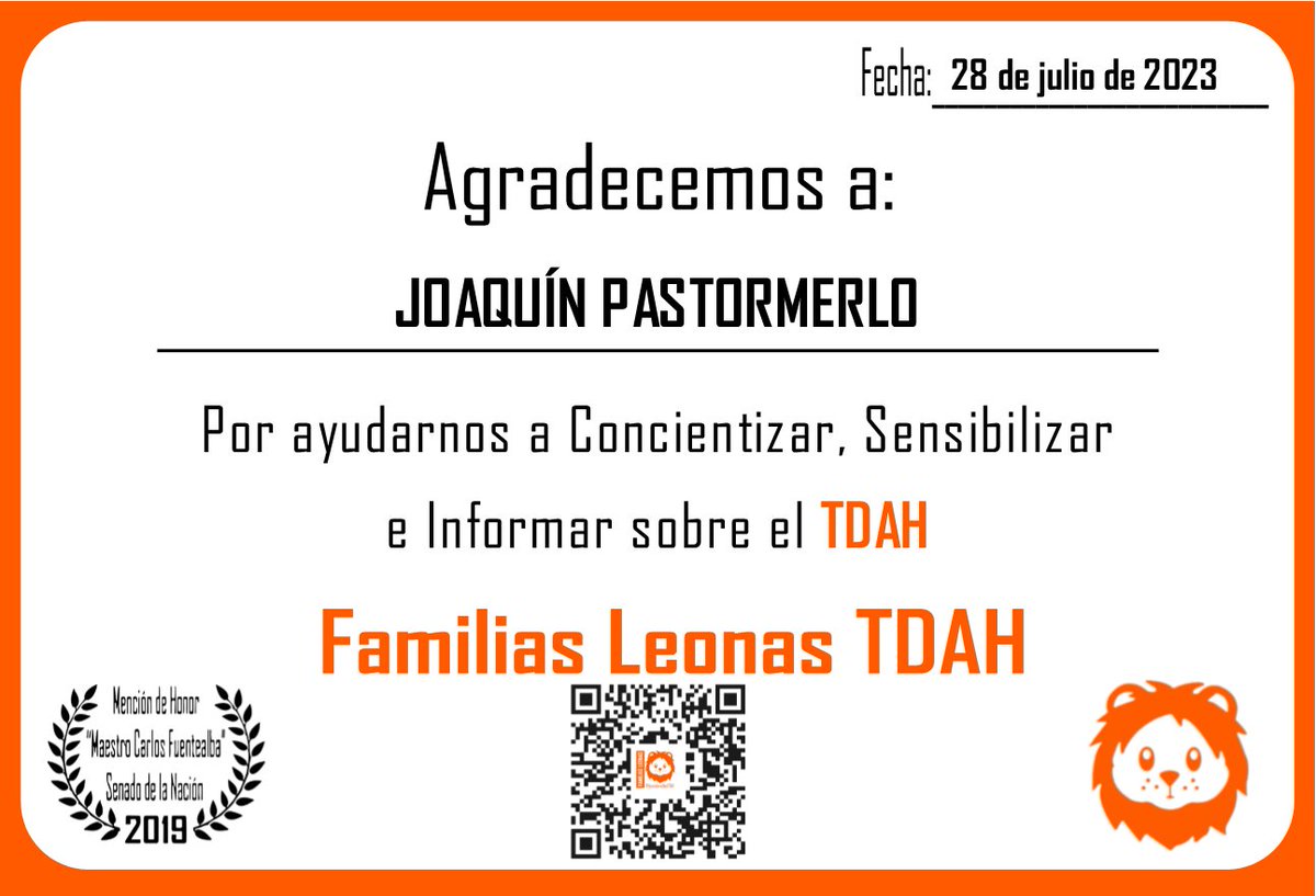 Gracias por sumarse al desafío de concientizar y exigir que se tomen medidas para lograr la plena inclusión de las personas con TDAH en la sociedad.