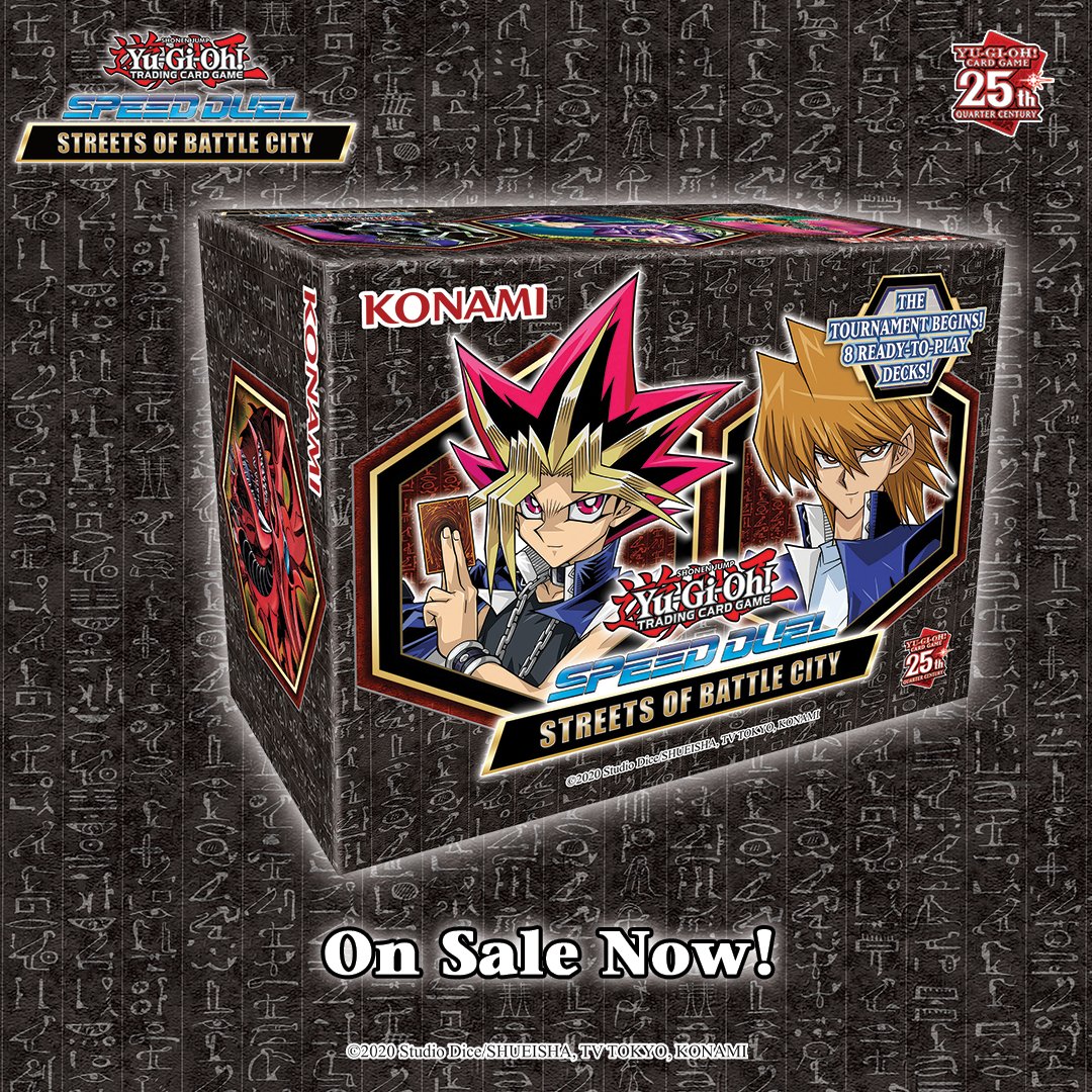 YuGiOh_TCG's tweet photo. Do you and your friends have what it takes to rise to the top and survive the streets of Battle City?! 

Speed Duel: Streets of Battle City  is available in OTS today and everywhere else the #YuGiOhTCG is sold on 8/25. https://t.co/AQ1zbJGrcc