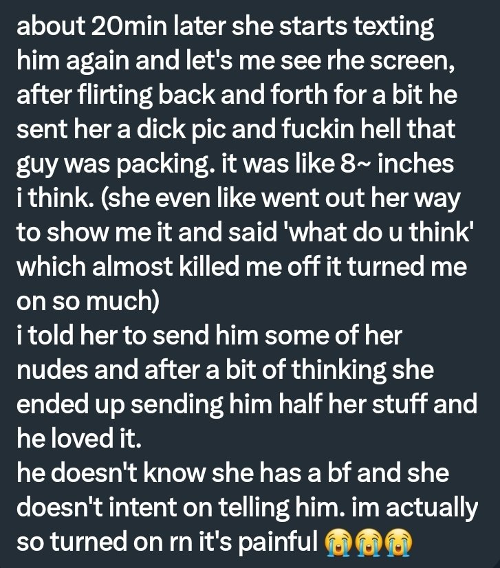PervConfession's tweet photo. His girlfriend send another guy her nudes while he was next to her https://t.co/1NKr5ShKaf