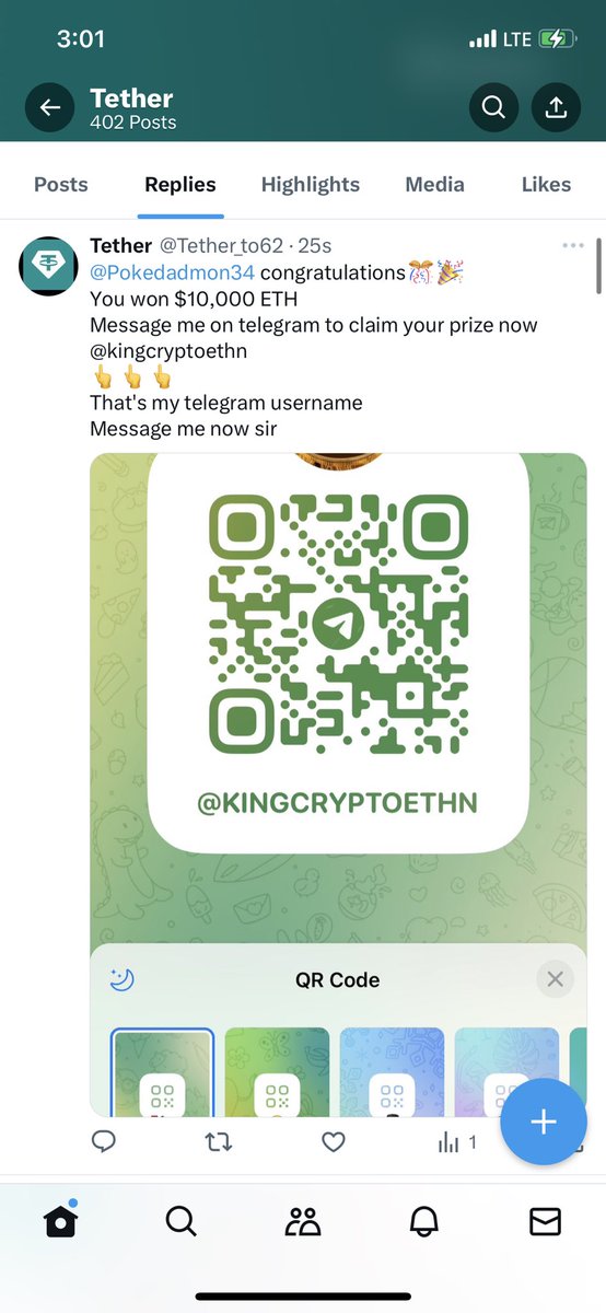 Tether_to62's tweet photo. @SSupun91692 congratulations🎉🎊
You won $10,000 ETH
Message me on telegram to claim your prize now @kingcryptoethn
👆👆👆
That's my telegram username
Message me now sir https://t.co/B09DB4RoLo