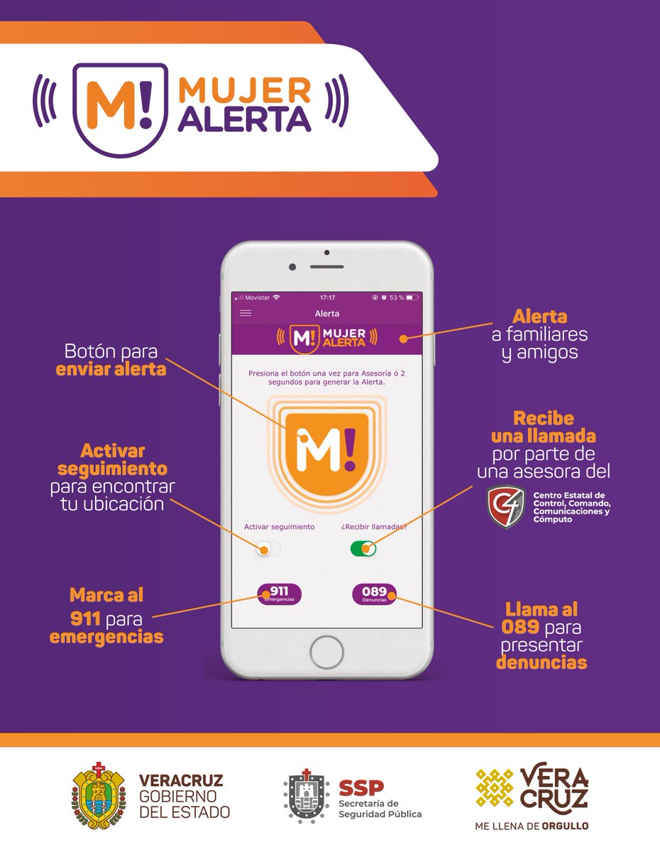 STPSPveracruz1's tweet photo. ¿Aún no conoces la aplicación #MujerAlerta? Aquí te mostramos cuáles son todas las acciones que puedes realizar 

Descárgala gratis en:

iOS: https://t.co/kt6TBZFQka
Google Play: https://t.co/fLf1Lc5A5L https://t.co/a9QXIE7IXt